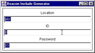 BeaconInclude pop-up window